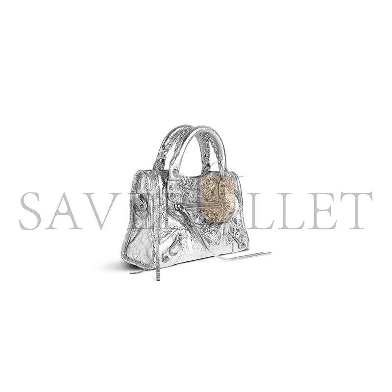 BALENCIAGA WOMEN'S LE CITY BAG MINI IN SILVER 8063952AA9R8122 (24*16*6.5cm) BALENCIAGA WOMEN'S LE CITY BAG MINI IN SILVER 8063952AA9R8122 (24*16*6.5cm)